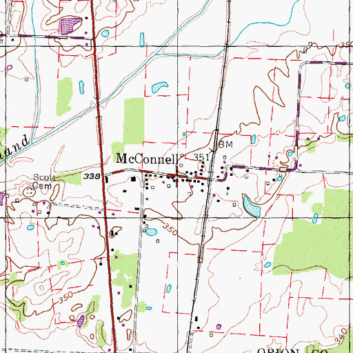Topographic Map of McConnell, TN