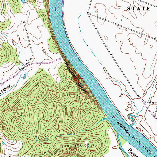 Topographic Map of McCord Bluff, TN