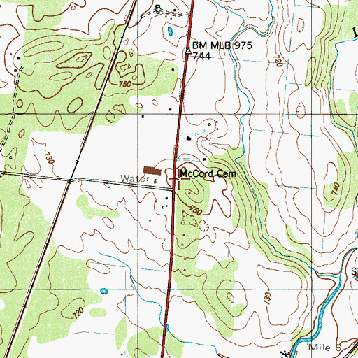Topographic Map of McCord Cemetery, TN