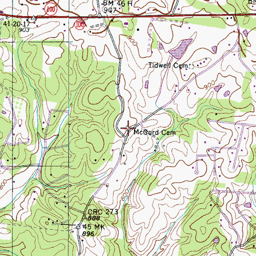 Topographic Map of McCord Cemetery, TN