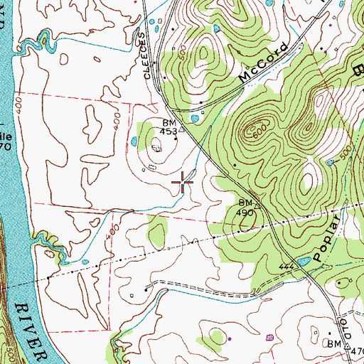 Topographic Map of McCord Hollow, TN
