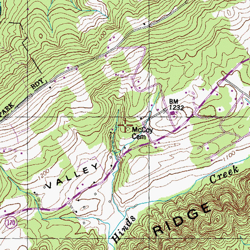 Topographic Map of McCoy Cemetery, TN
