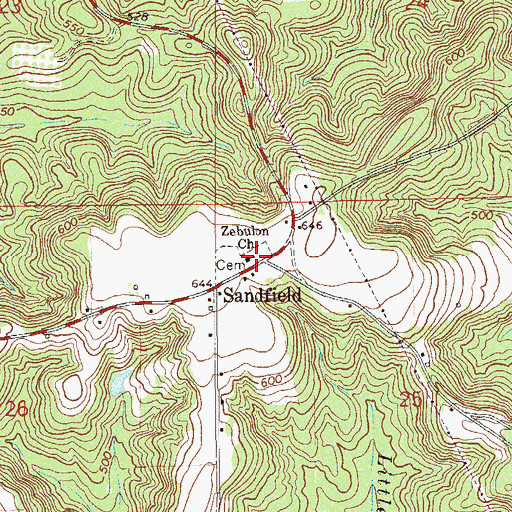 Topographic Map of Zebulon Church, AL