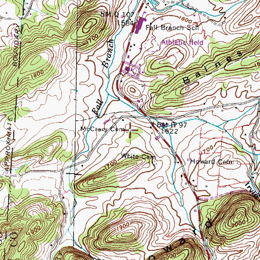 Topographic Map of McCrary Cemetery, TN