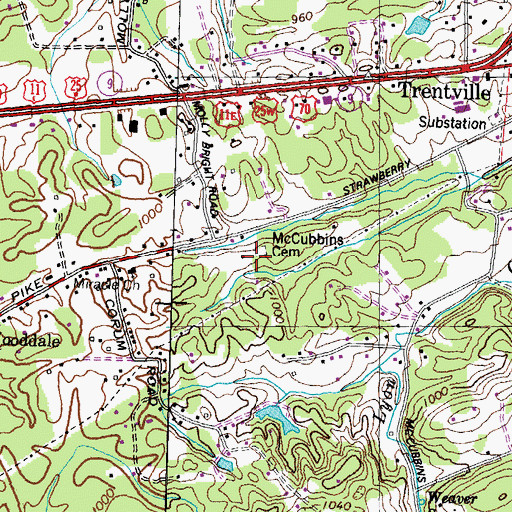 Topographic Map of McCubbins Cemetery, TN