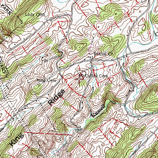 Topographic Map of Bethel United Methodist Church Cemetery, TN