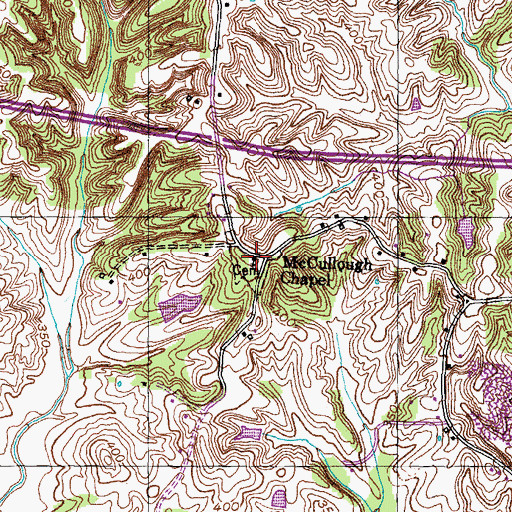 Topographic Map of McCullough Chapel Baptist Church, TN
