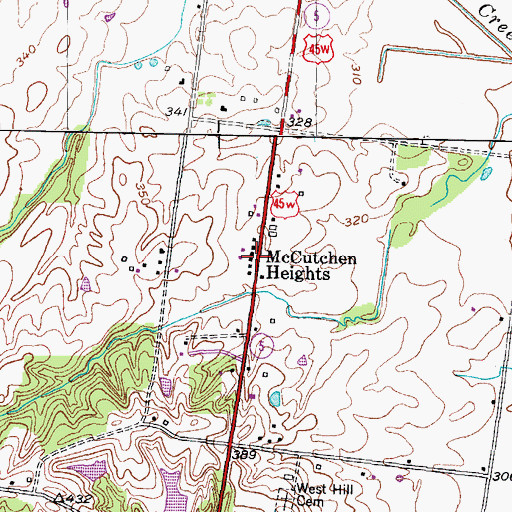 Topographic Map of McCutchen Heights, TN