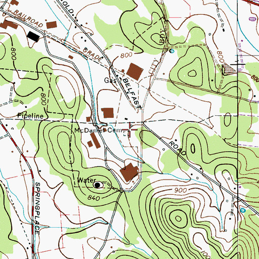 Topographic Map of McDaniel Cemetery, TN