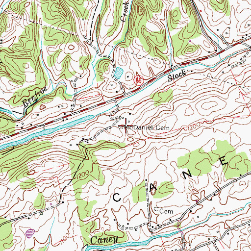 Topographic Map of McDaniel Cemetery, TN