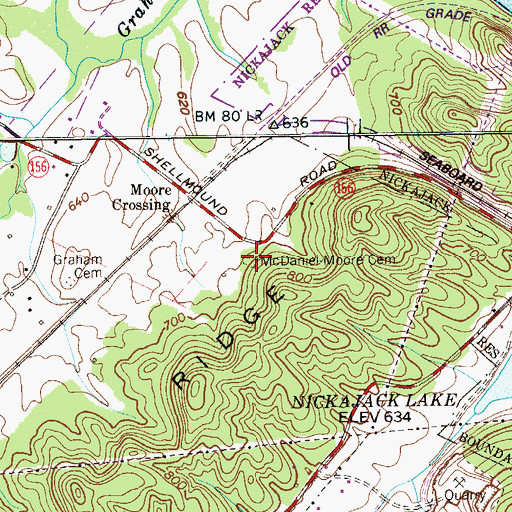 Topographic Map of McDaniel-Moore Cemetery, TN