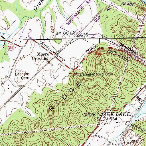 Topographic Map of McDaniel-Moore Cemetery, TN