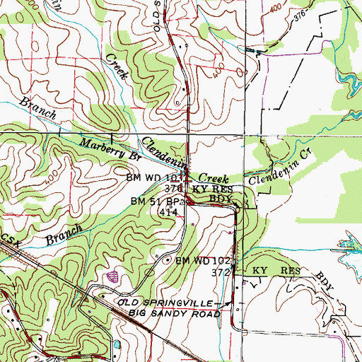 Topographic Map of McDavid Branch, TN