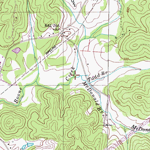 Topographic Map of McDonald Branch, TN