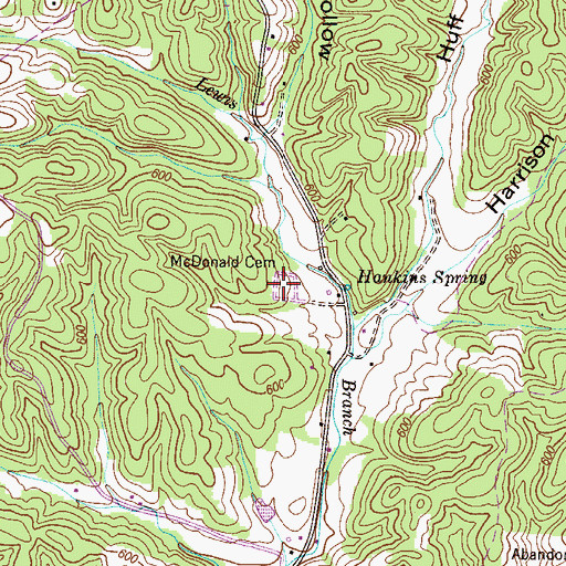 Topographic Map of McDonald Cemetery, TN