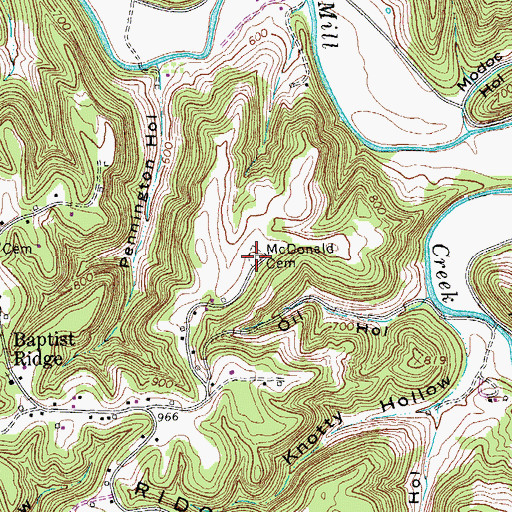 Topographic Map of McDonald Cemetery, TN
