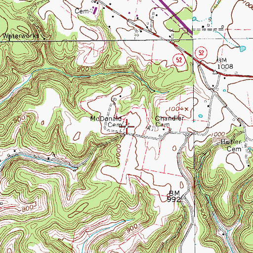 Topographic Map of McDonald Cemetery, TN