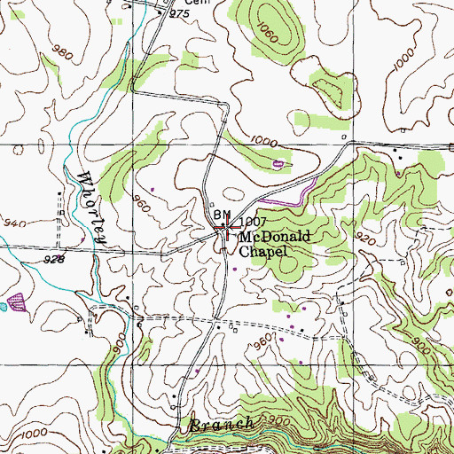 Topographic Map of McDonald Chapel, TN