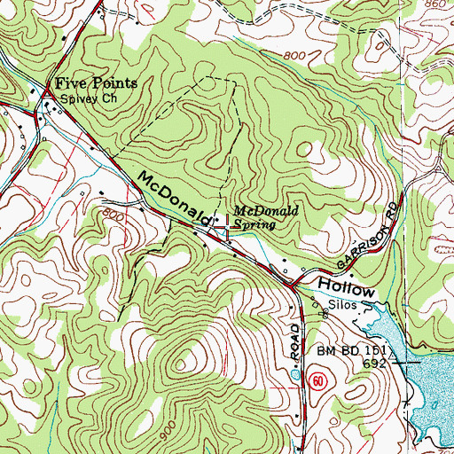 Topographic Map of McDonald Spring, TN