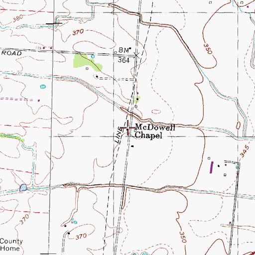 Topographic Map of McDowell Chapel, TN