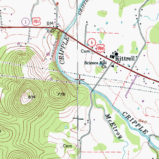Topographic Map of McElroy Branch, TN