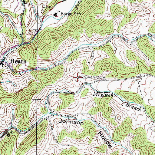 Topographic Map of McEwen Cemetery, TN