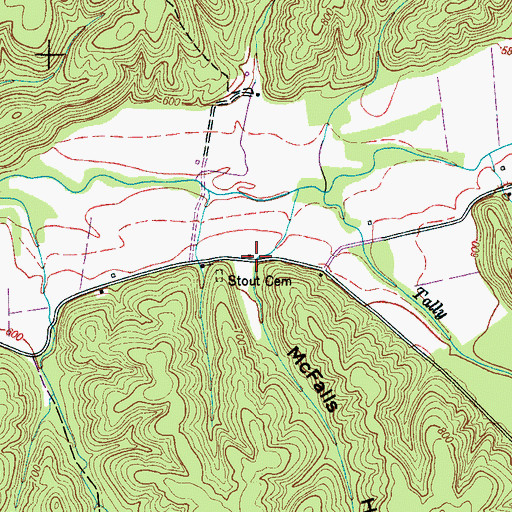 Topographic Map of McFalls Hollow, TN