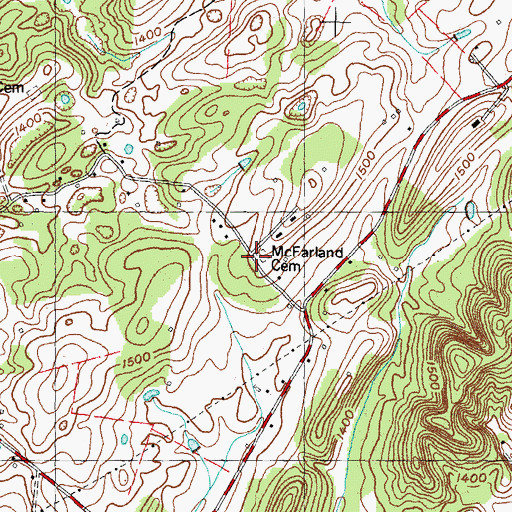Topographic Map of McFarland Cemetery, TN