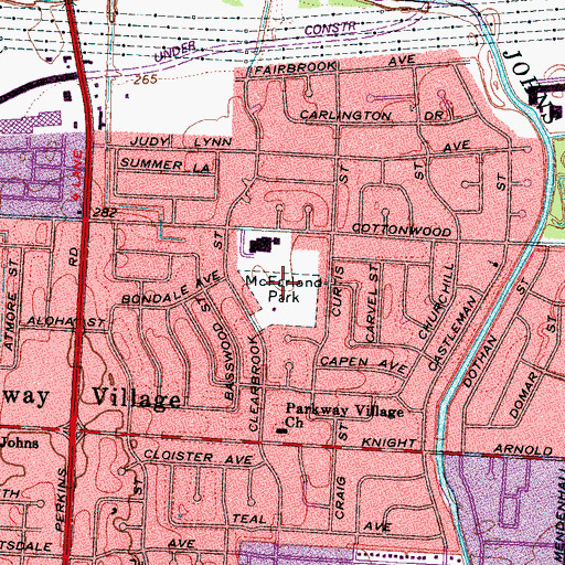 Topographic Map of McFarland Park, TN