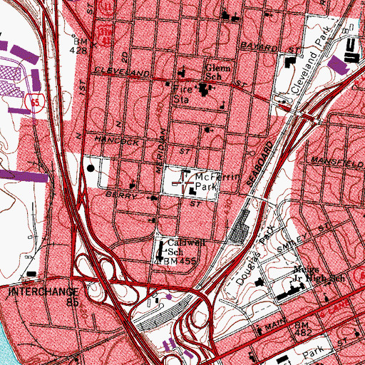 Topographic Map of McFerrin Park, TN