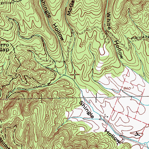 Topographic Map of McGaha Hollow, TN