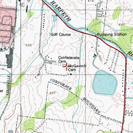 Topographic Map of McGavock Cemetery, TN