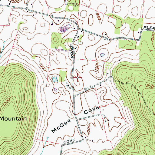 Topographic Map of McGee Cove, TN