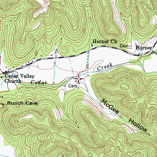 Topographic Map of McGee Hollow, TN