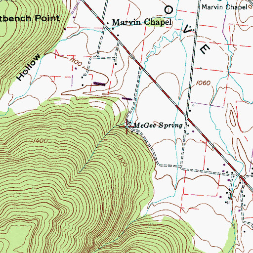 Topographic Map of McGee Spring, TN
