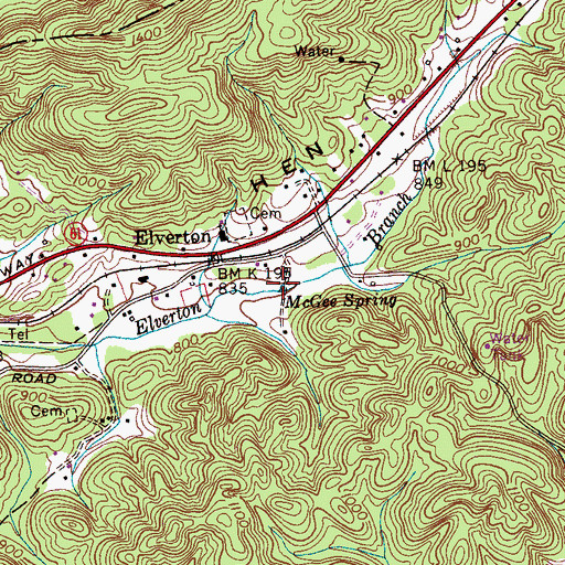 Topographic Map of McGee Spring, TN