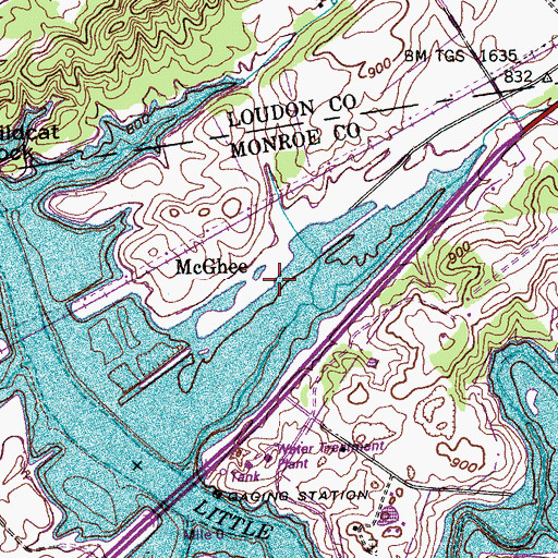 Topographic Map of McGhee, TN
