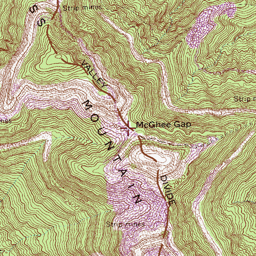 Topographic Map of McGhee Gap, TN