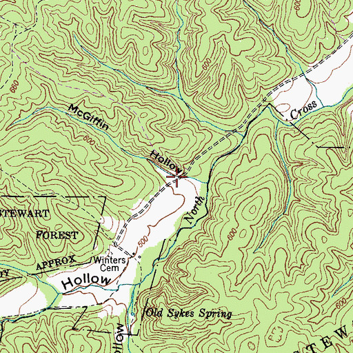 Topographic Map of McGiffin Hollow, TN