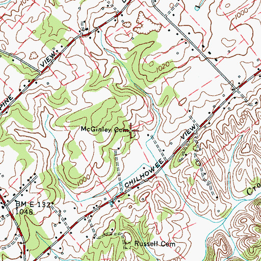 Topographic Map of McGinley Cemetery, TN