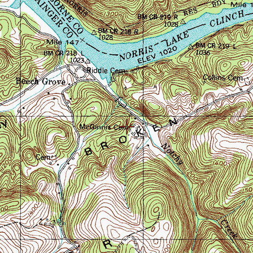 Topographic Map of McGinnis Cemetery, TN