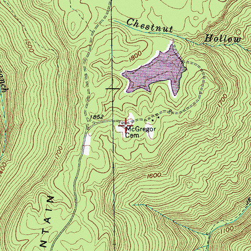 Topographic Map of McGregor Cemetery, TN