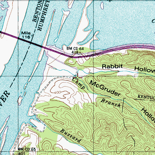 Topographic Map of McGruder Hollow, TN
