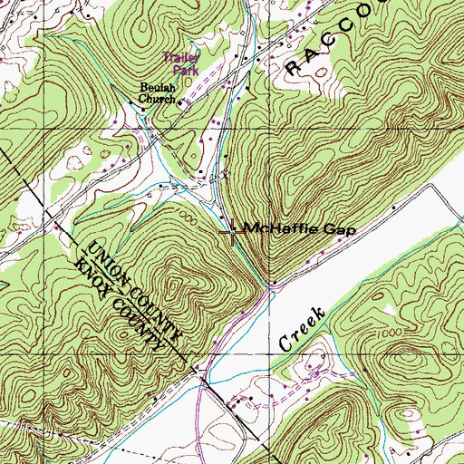 Topographic Map of McHaffie Gap, TN