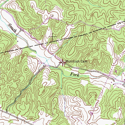 Topographic Map of McIntosh Cemetery, TN