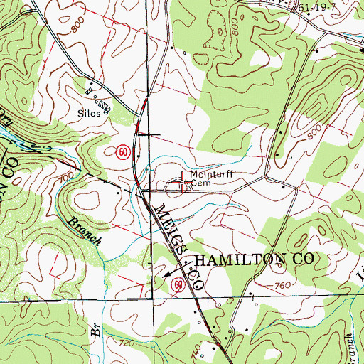 Topographic Map of McInturff Cemetery, TN