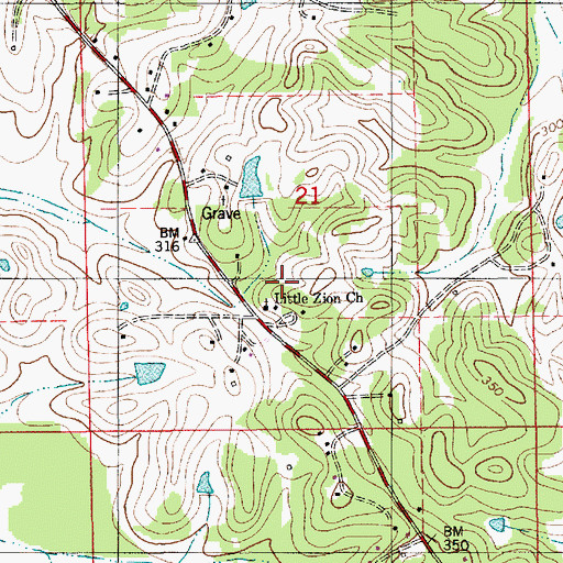 Topographic Map of Little Zion Church, AL