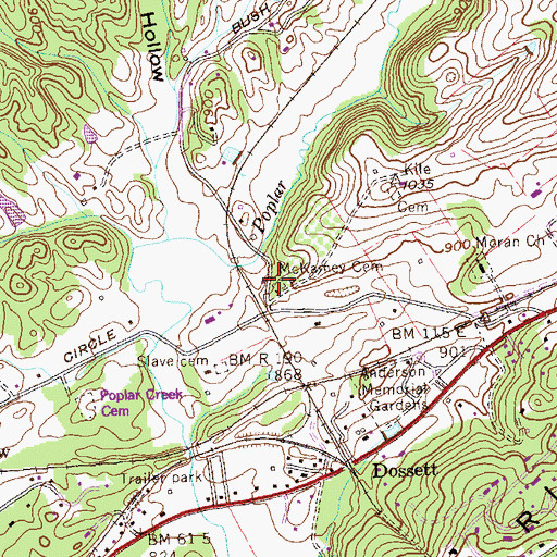 Topographic Map of McKamey Cemetery, TN