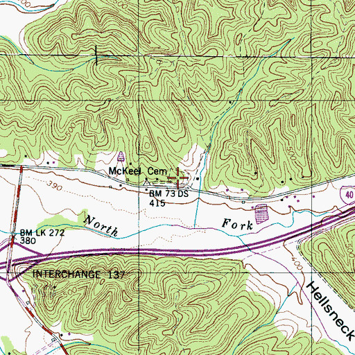 Topographic Map of McKeel Cemetery, TN