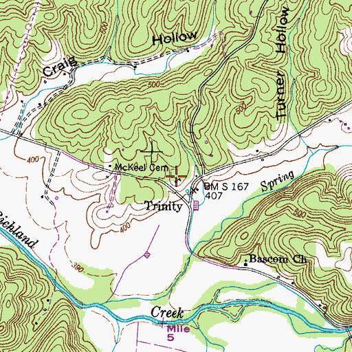 Topographic Map of McKeel Cemetery, TN